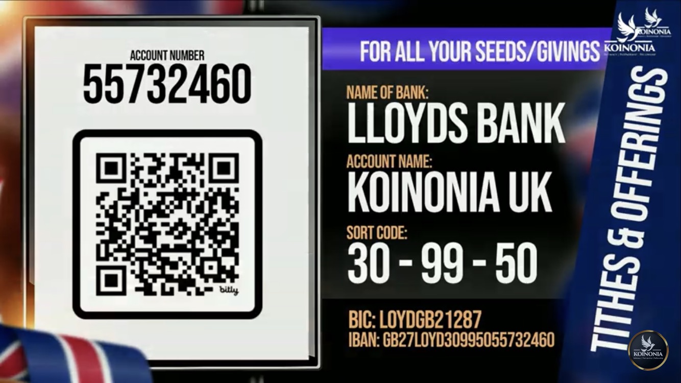 Ministry Account Details from UK